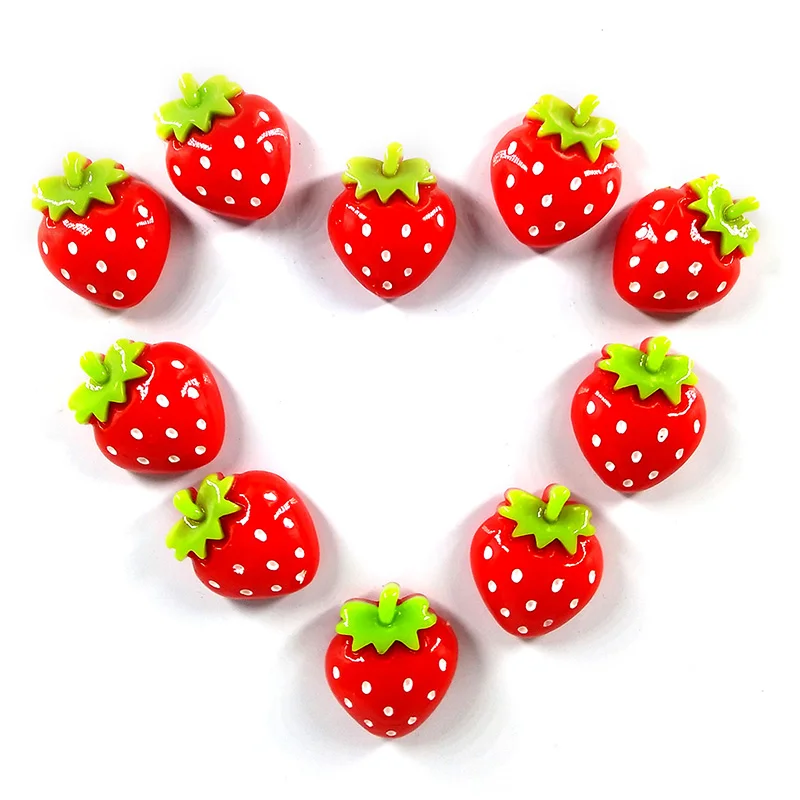 10pcs Red Strawberry Fridge Magnets Food Resin Whiteboard Refrigerator Megnetic Message Post Home Kitchen Decoration Accessories