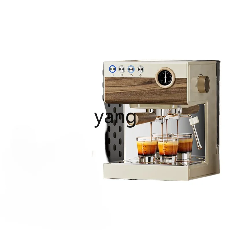 CX Retro Wood Grain Italian Household Small Semi-automatic Coffee Machine Steam Foam Concentrated