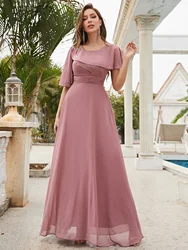 Unithorse Butterfly Sleeve Chiffon Bridesmaid Dress