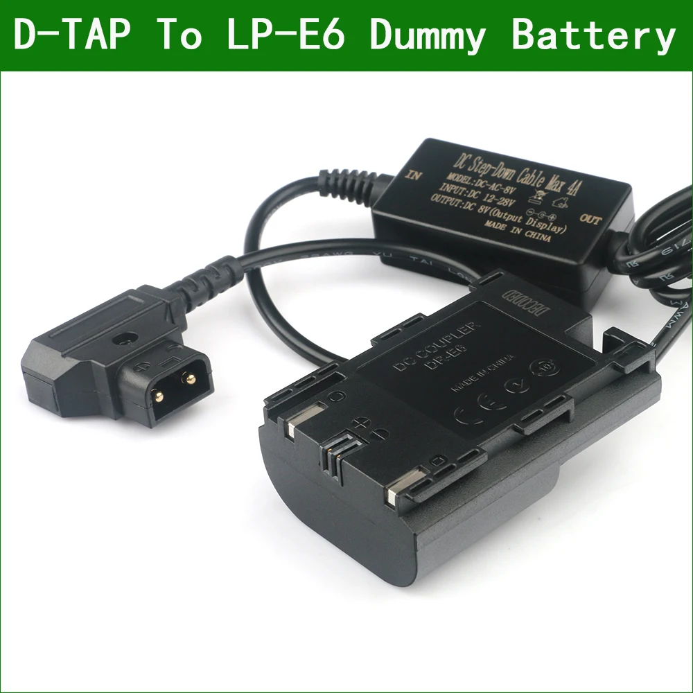 

D-TAP To LP E6 E6N LPE6 LPE6N Dummy Battery ACK-E6 DR-E6 DC Coupler for Canon EOS 5DS 5DSR 6D 7D 60D 70D 80D 90D R R5 R6 Ra