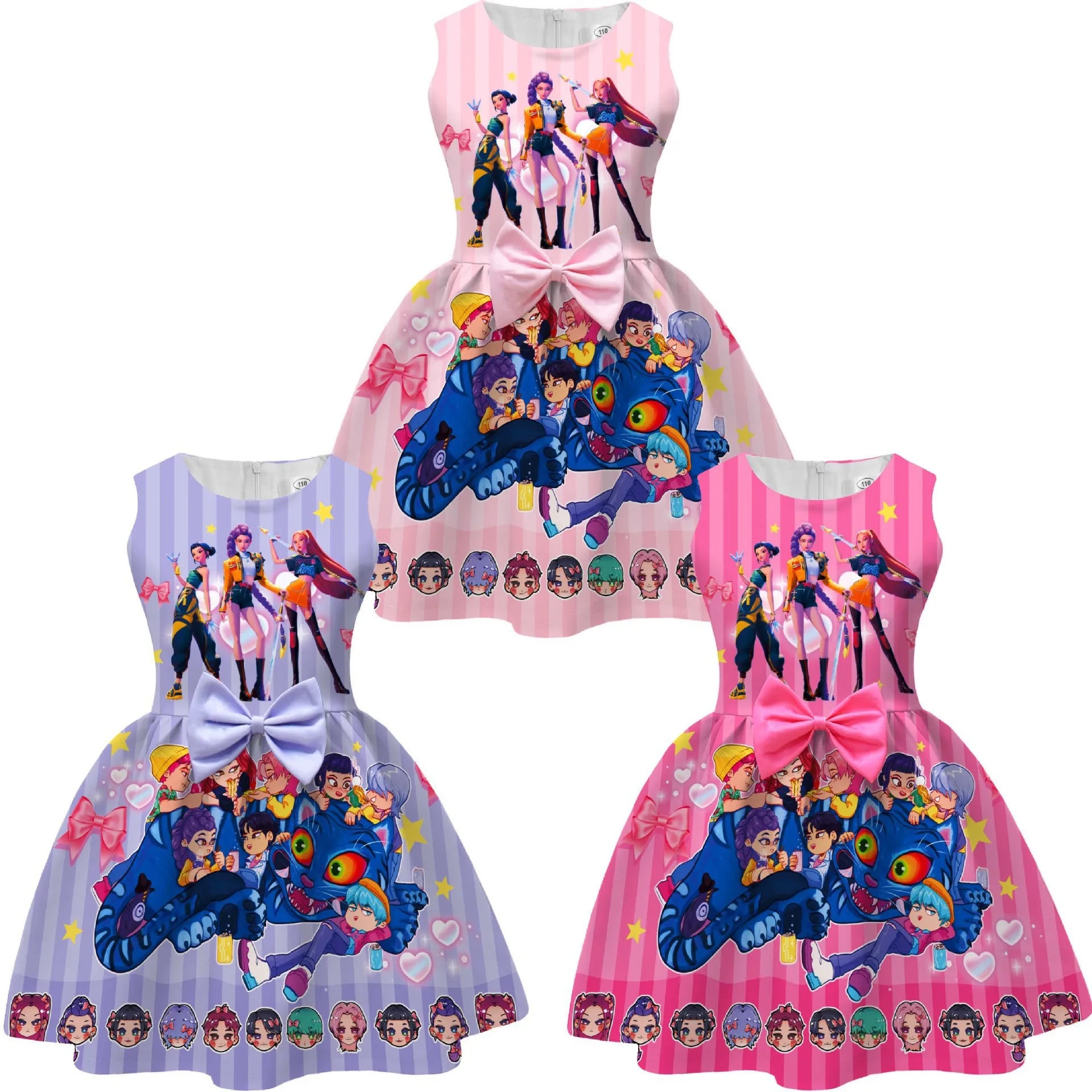 

Kpop Idol Zoey Cosplay Costume Demon Hunters Rumi Mira Dress Girls Sleeveless Dresses Halloween Carnival Party Fancy Dress ﻿
