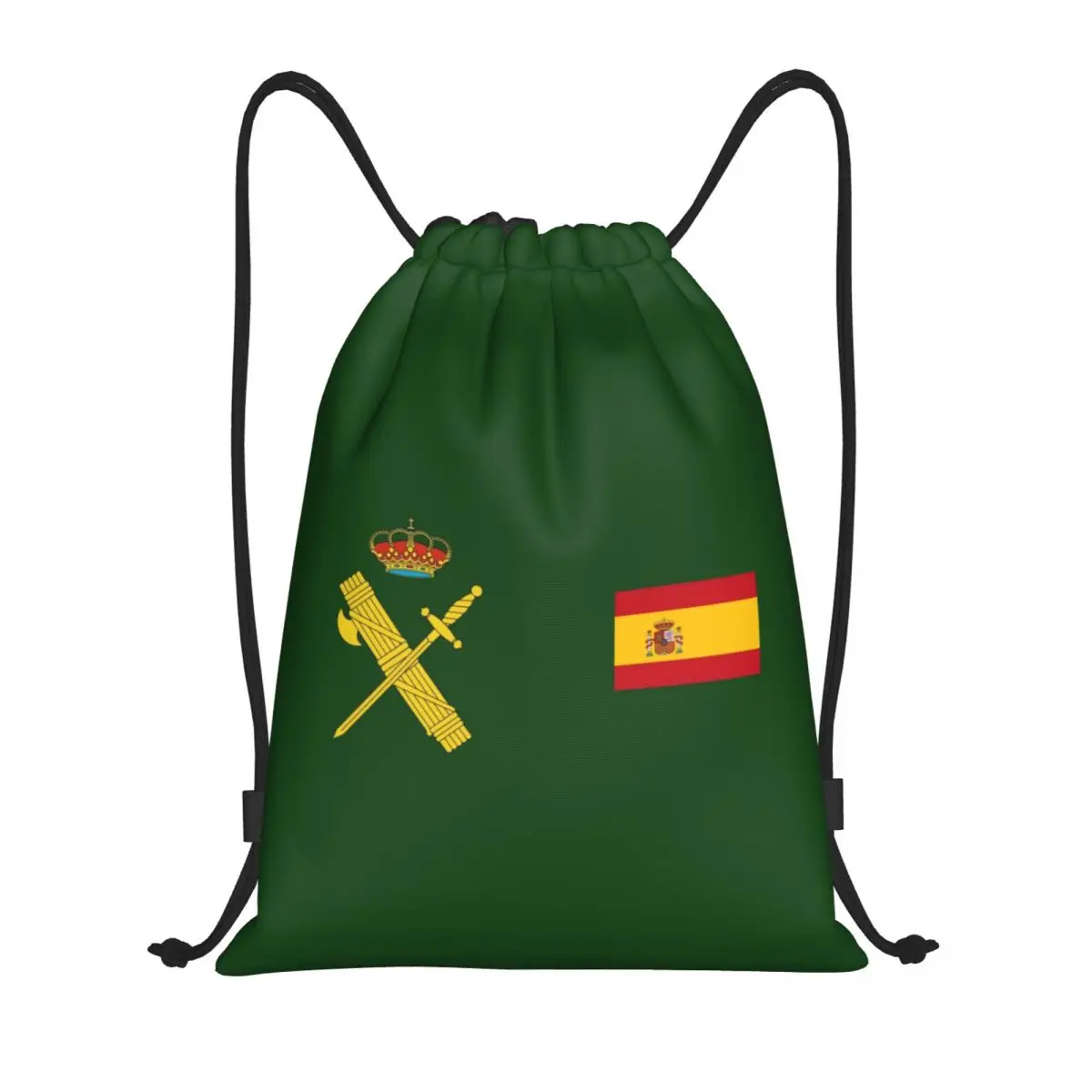 Flag Of Spain Plus Emblem Civil Guard Bag Drawstring Backpack Sports Gym Sackpack Water Resistant Spanish String Bags for Yoga