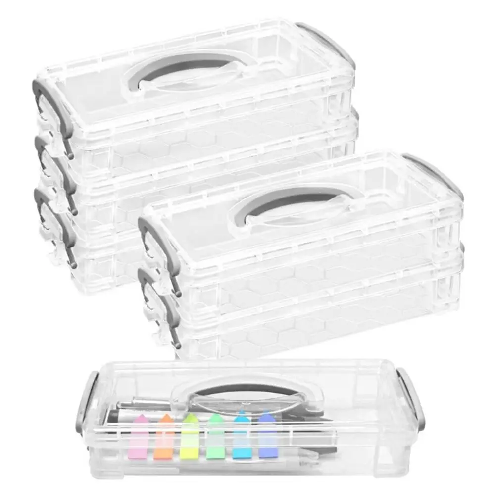 Hochwertiges Mehrschichtiges Tragbares Federmäppchen Abnehmbare Kunststoff-Materialbox für Pinsel Stapelbare Transparente Aufbewahrungsbox – Detail 5