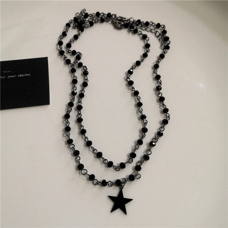 Punk Rock Y2K Schwarz Stern Kreuz Rotes Herz Anhänger Geist Klaue Halsband Kette Halskette Männer Frauen Goth Vintage Grunge EMO Zubehör