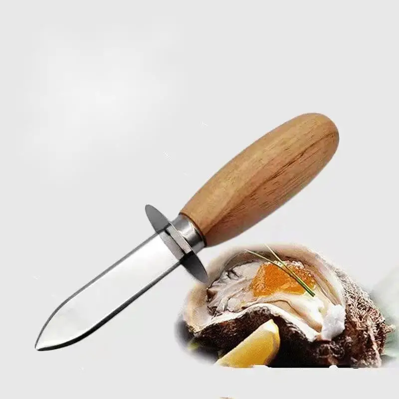 500pcs Wood-handle Oyster Shucking Knife Stainless Steel Oyster Knife Kitchen Food Utensil Tool