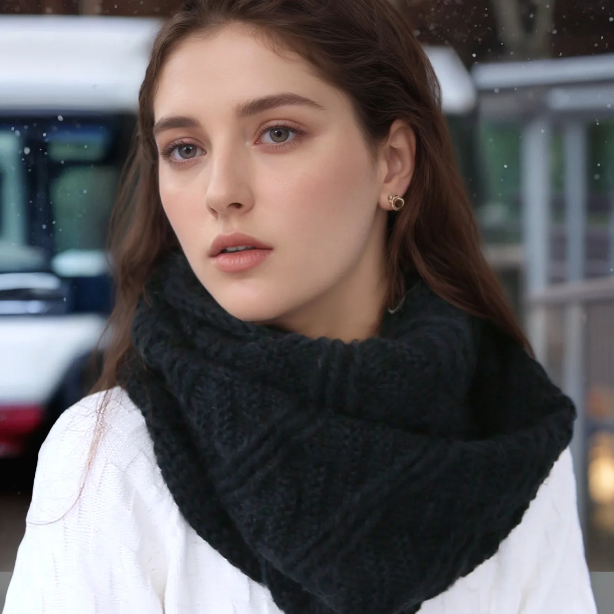 Sciarpa in tinta unita lavorata a maglia di nuova moda Versione coreana Semplice lana antivento originale Calda e versatile per uomini e donne Lo stesso stile