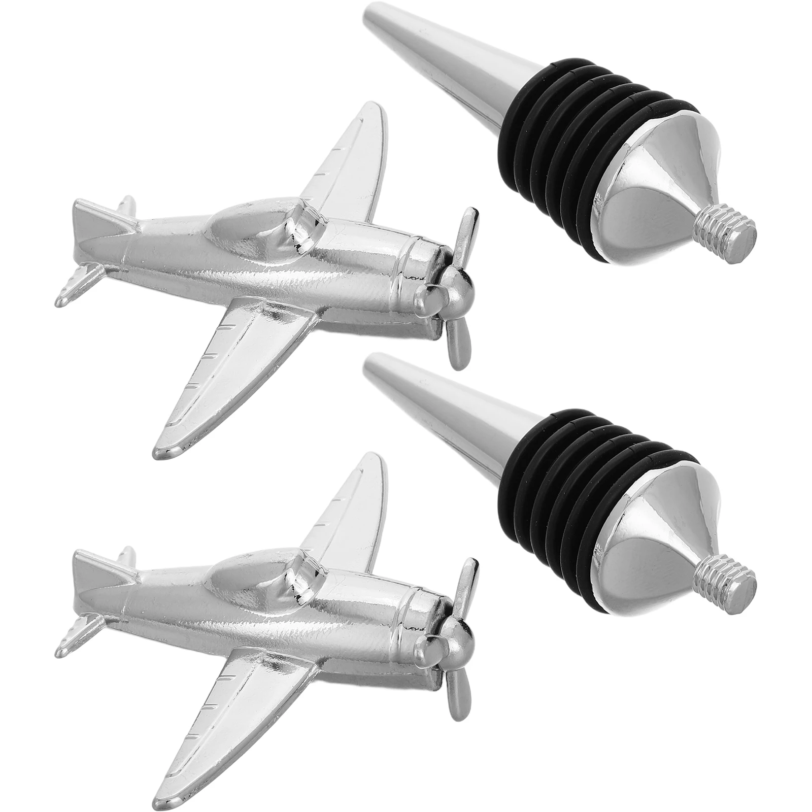 

2pcs Stoppers Metal Airplane Shaped Seal Bottle Quality Decorative Plugs Olive Oil Vinegar Bottle Stopper
