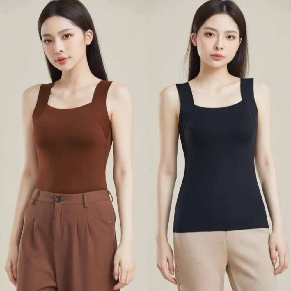 Versatile Seamless Thermal Underwear with Chest Pad Keep Warm Women's Vest Sleeveless Bottoming Camisole Four Seasons