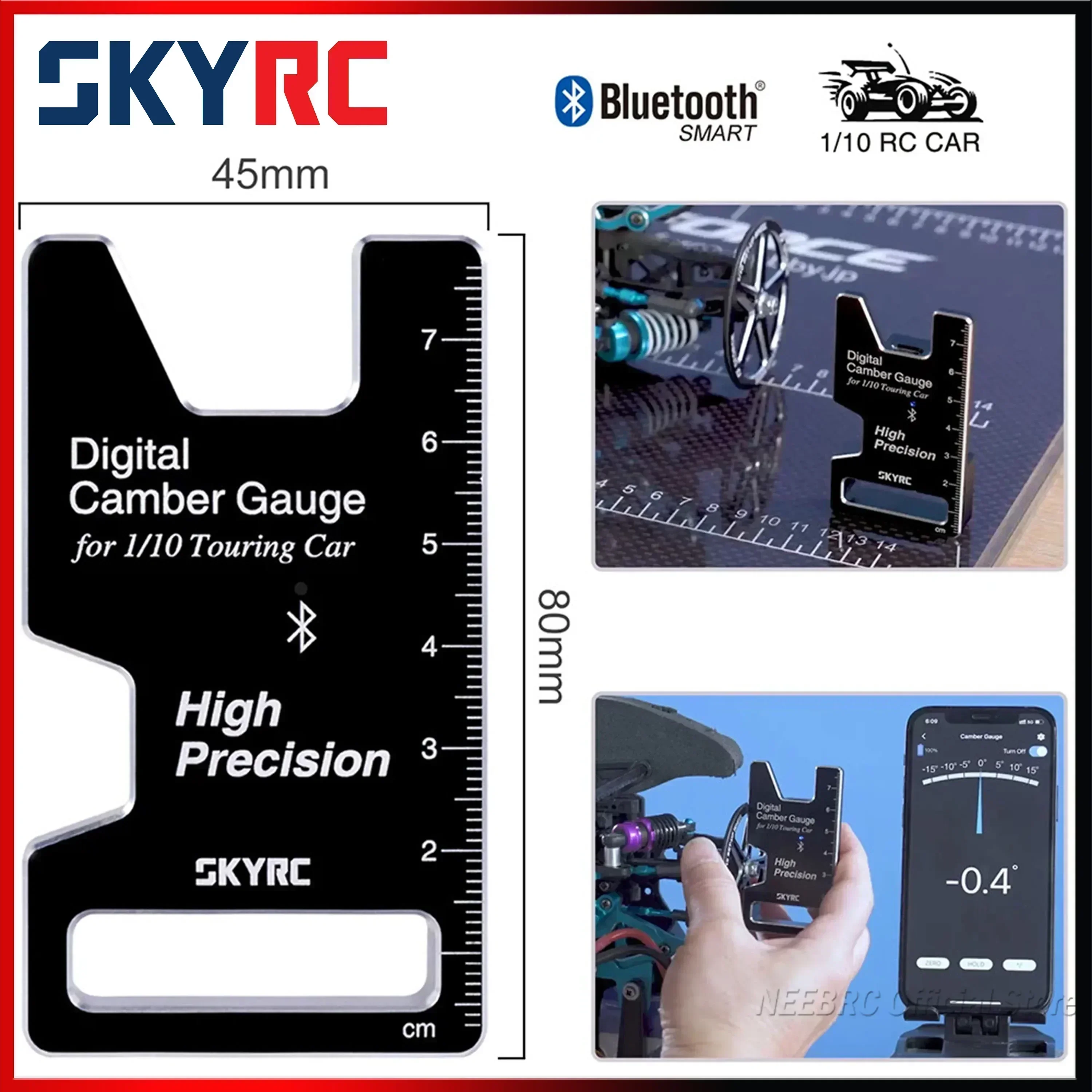 SKYRC CTG-015 CTG-016 Metal Digital Camber Gauge w/ Bluetooth High Precision for 1/10 1/8 RC Touring Car Racing USB Type-C Port