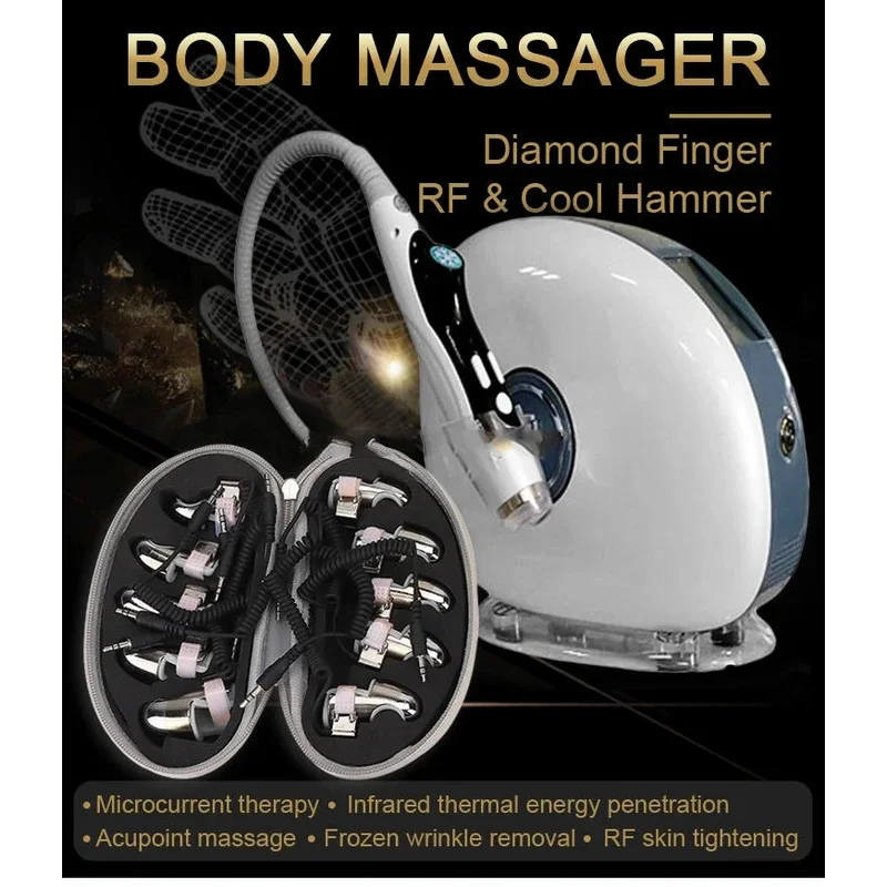 

Portable golden finger body massager for face lift, RF EMS microcurrent therapy, meridian dredging 2024