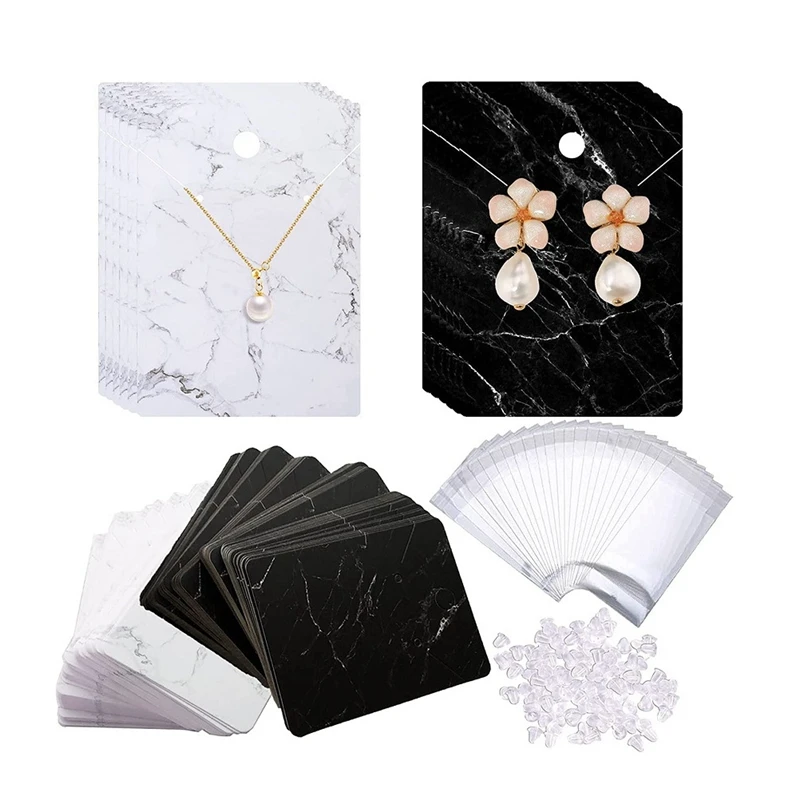 

800 Pieces Marble Earring Necklace Display Card Holder Set For Earrings Necklace Jewelry Display,2.8 X 2 Inch, 2 Color