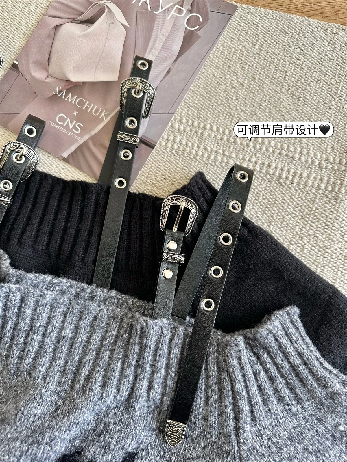 Women Black Gothic Pullover Sweater Aesthetic Y2k Elegant Vintage Long Sleeves Knitted Jumper Sweater 2000s Clothes Autumn 2024