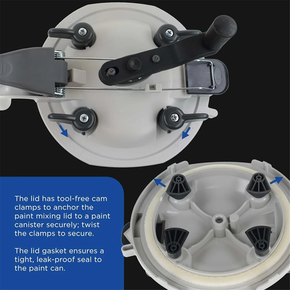 Paint Can Mixing Lids and Pour Spouts, 1 Gallon Size - Hand Crank Mixer, Drill, Paint Mixer