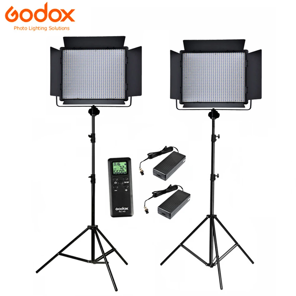 2x Godox LED1000Bi II 3300-5600K / LED1000D II 5600K Wireless Control 1000 LED Video Light Continuous Lighting Kit + 2.8m Stand