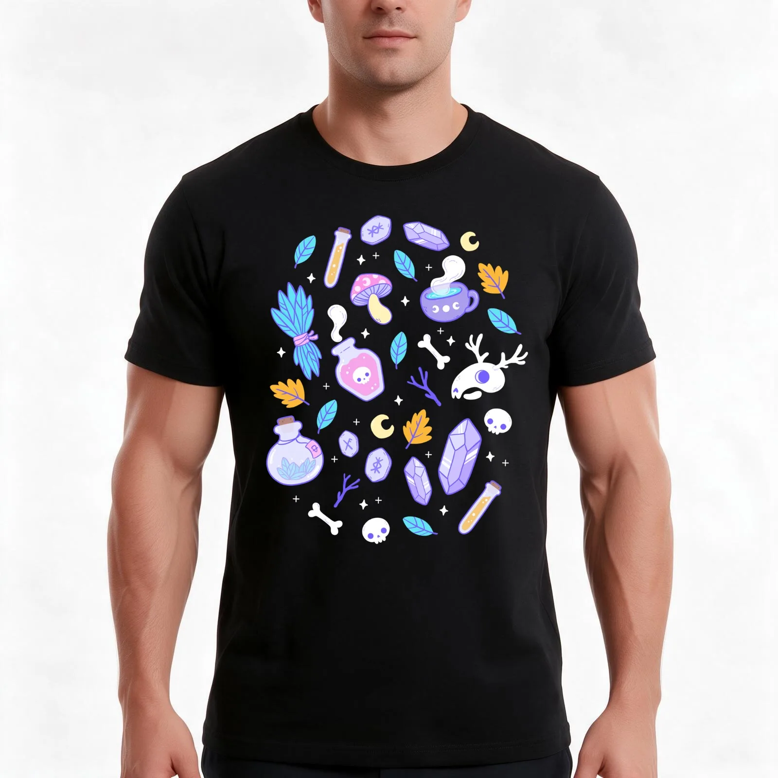 Witchy Ingredients | Nikury T-Shirt, Summer Casual Cotton Tee, Oversized Streetwear Tops, Vintage Graphic Print, 100% Cotton