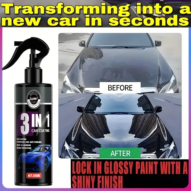 

200 мл 3-в-1 нанокерамический спрей для автомобильного покрытия, гидрофобный кристаллический лак, краска-герметик, глянцевая прочная защита