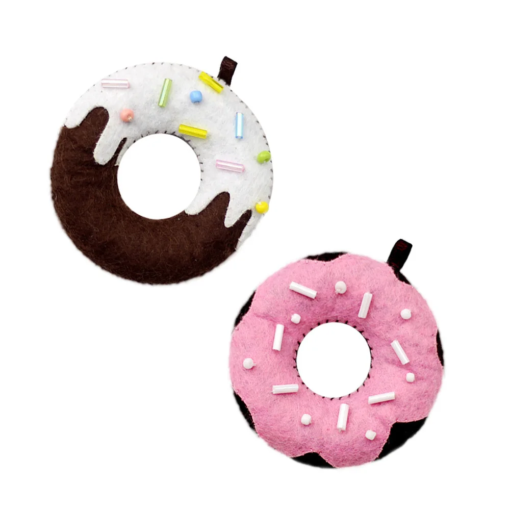 

2pcs Cartoon Donut Pendants Diy Handmade Non-Woven Craft Set For Kids Colorful Sensory Learning Tool Party Decoration Festival
