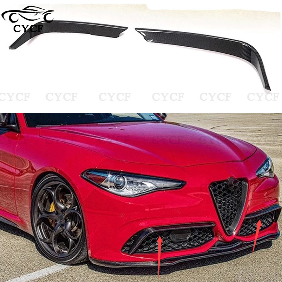 High quality Carbon Fiber wind knife For Alfa Romeo Giulia 2015+ Front Bumper Side Splitter Car Wind Blade Trims Body Kit