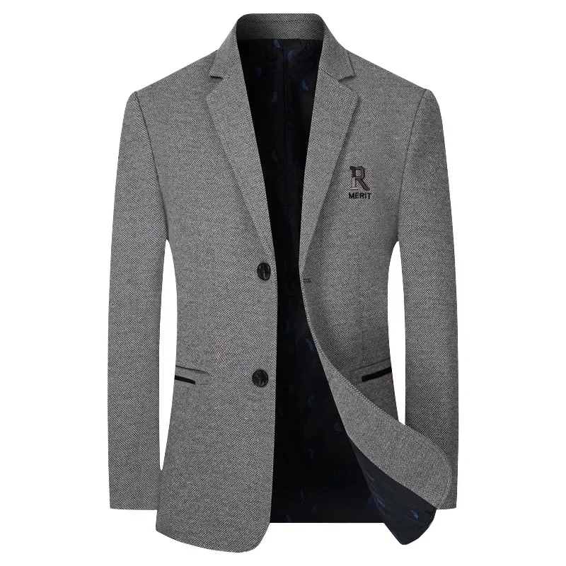 Costumes décontractés en cachemire coupe couvertes pour hommes, vestes en laine mélangée, blazers d\'affaires, vêtements pour hommes, automne, hiver,