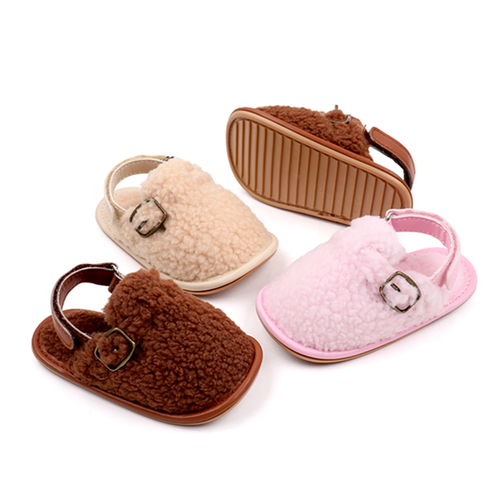 EWODOS Infant Baby Girls Boys Winter Slippers Coral Fleece Anti-Slip Soft Sole Indoor Shoes Toddler Prewalker First Walker Shoes