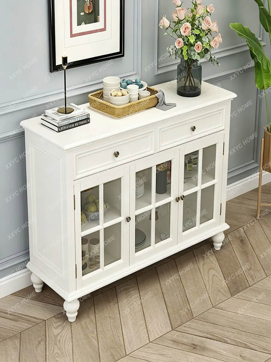 Solid Wood Sideboard Buffet Cabinet for Living Room Dining Room Storage Modern Simple White