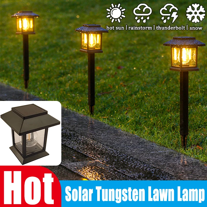 

Solar Outdoor Ground Plug Lawn Lamp Patio Villa Led Ambiance Tungsten Lamp Outdoor Park Decoration Landscape Lights Garden Decor