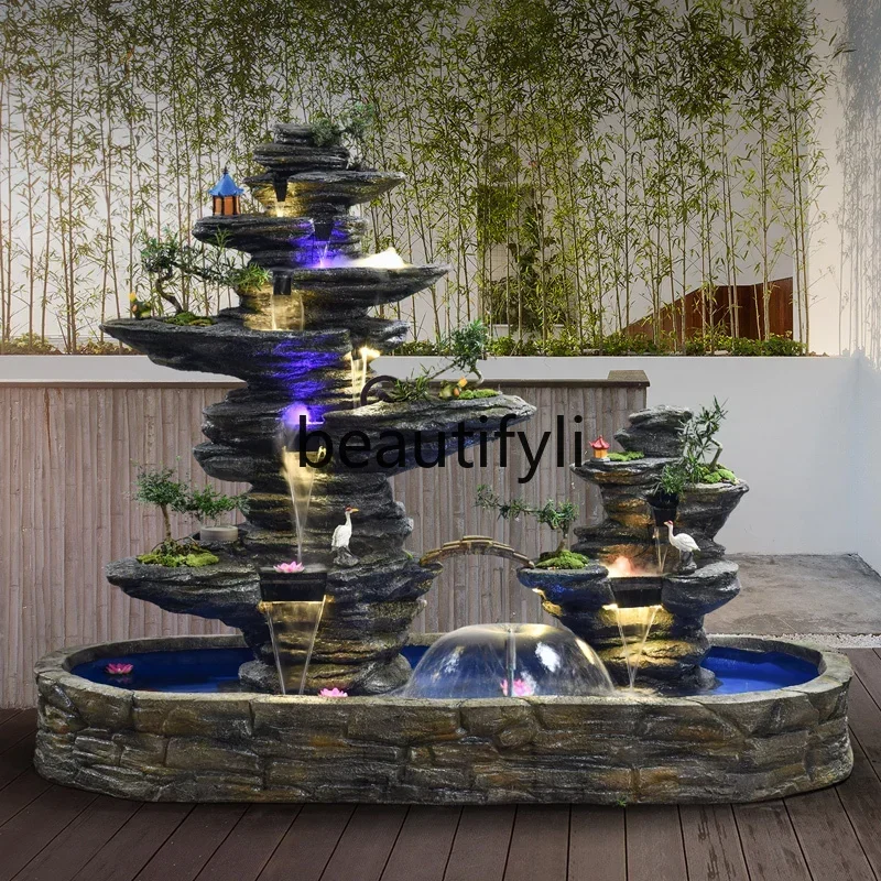 D178  flowing water fountain water feature, living room indoor feng shui wheel ornament landing, fish pond landscaping view