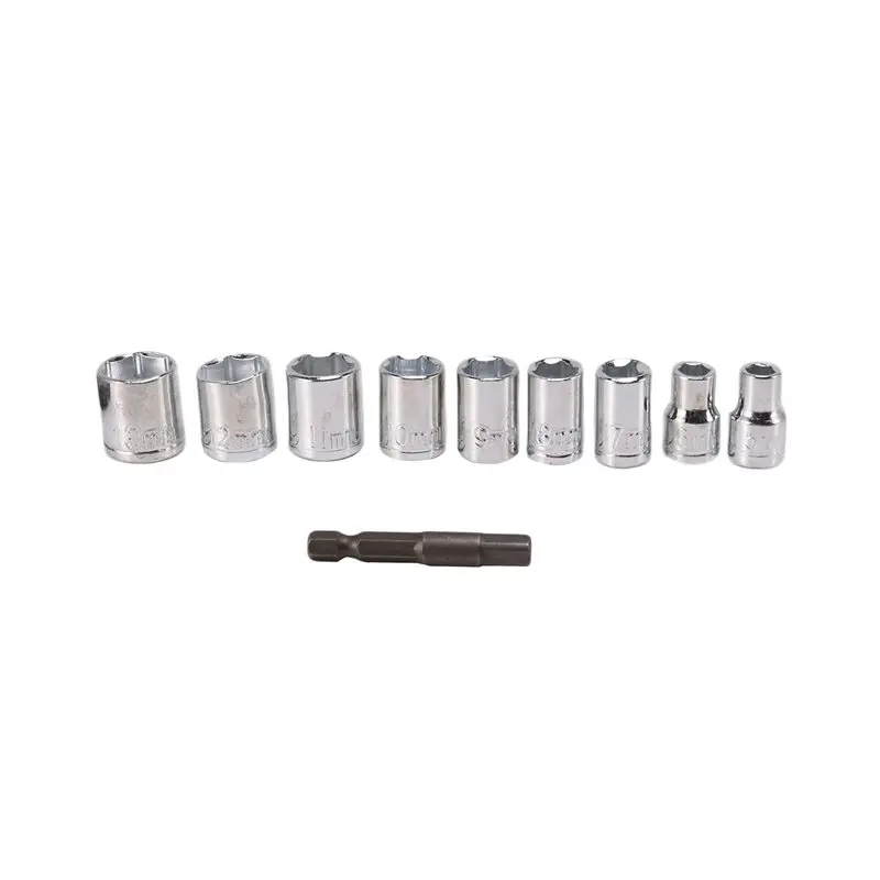 EYFL-4 Set Hand Tools 1/4 Inch Drive Hex Bit Socket Wrench Set Sleeve Wrench Set Wrench Adapter 5/6/7/8/9/10/11/12/13Mm