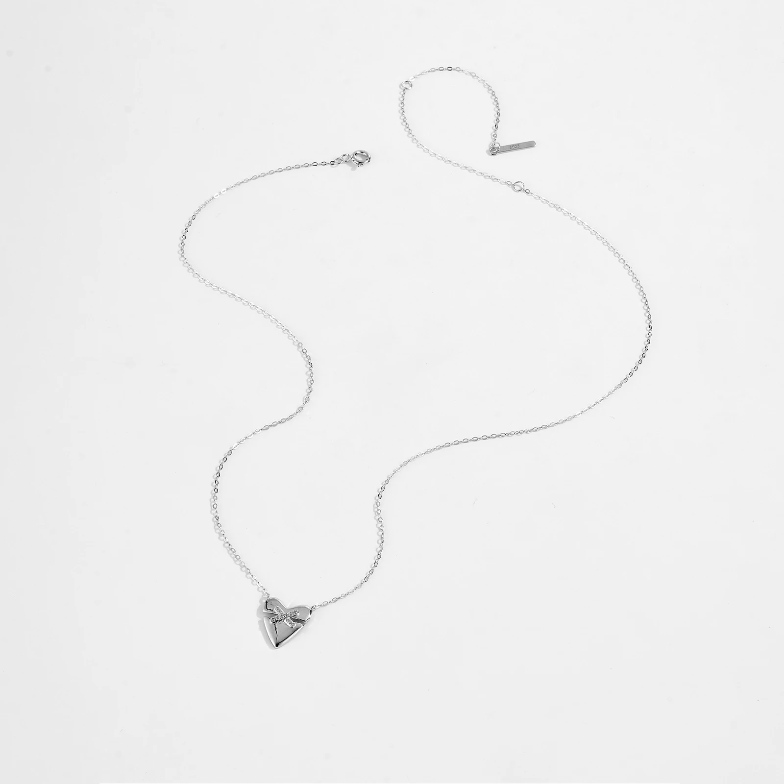 ANDYWEN 925 Sterling Silver Irregular Heart Pendant CZ Zircon Long Necklace Women 2024 Winter Luxury Fine New Year Jewelry Gift