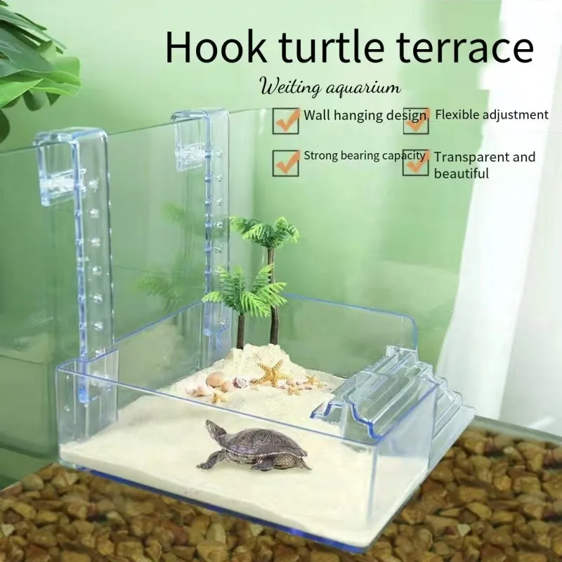 

Turtle terrace hook transparent detachable acrylic Brazilian tortoise suspended climbing platform turtle tank landscaping sunbat