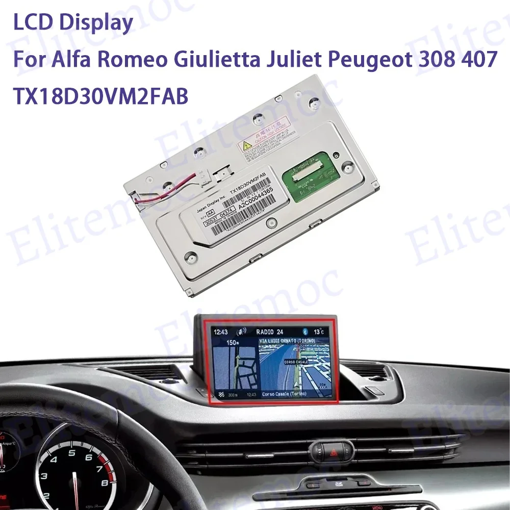 

TX18D30VM2FAA/B 7" LCD Display for Alfa Romeo Giulietta Juliet Peugeot 308 407 Radio GPS Navigation Screen Repair 9673538880