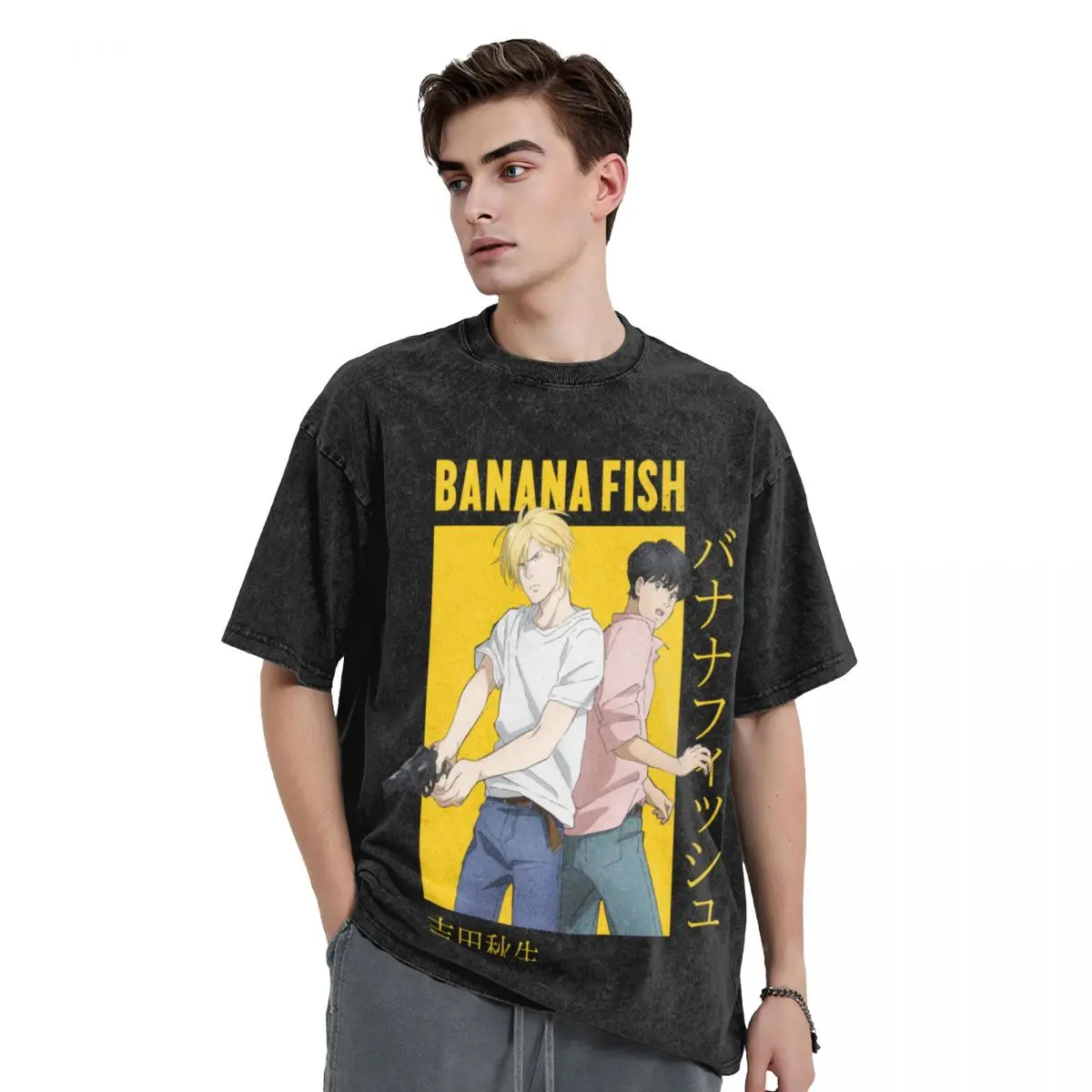 

Banana Fish Ash Lynx Eiji Okumura Card Anime T-Shirt custom shirt baggy shirts outfits for men