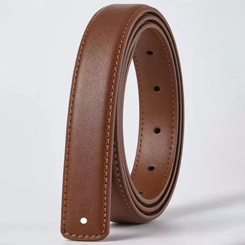 2.3cm Buckle-free Cowhide Smooth Buckle Belt, No Lead Pin Buckle Belt Body, Women's Plate Mouth Belts