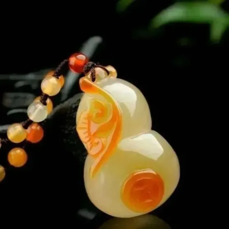 

Умная резьба из натурального агата, подвеска «Красивый халцедон Ruyi Gourd», мужская и женская подвеска