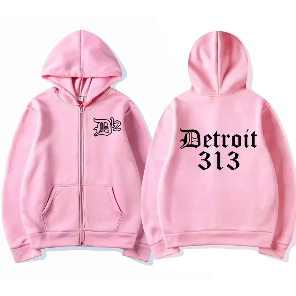 Famosa banda rapper eminem zíper moletom com capuz tendência impressão 313 moda masculina e feminina com capuz com zíper roupas esportivas streetwear