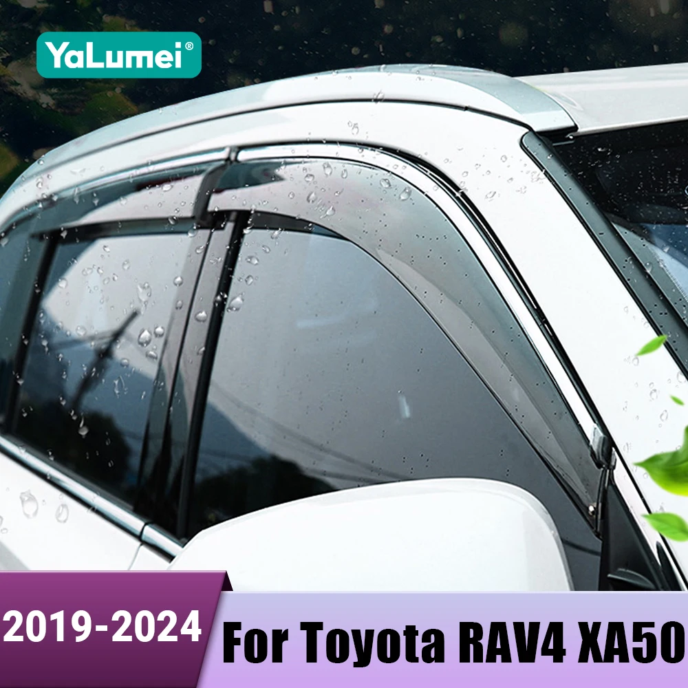 

Car Window Visor Vent Sun Rain Guard Shield Delflector Awning Cover For Toyota RAV4 XA50 2019 2020 2021 2022 2023 2024 Hybrid