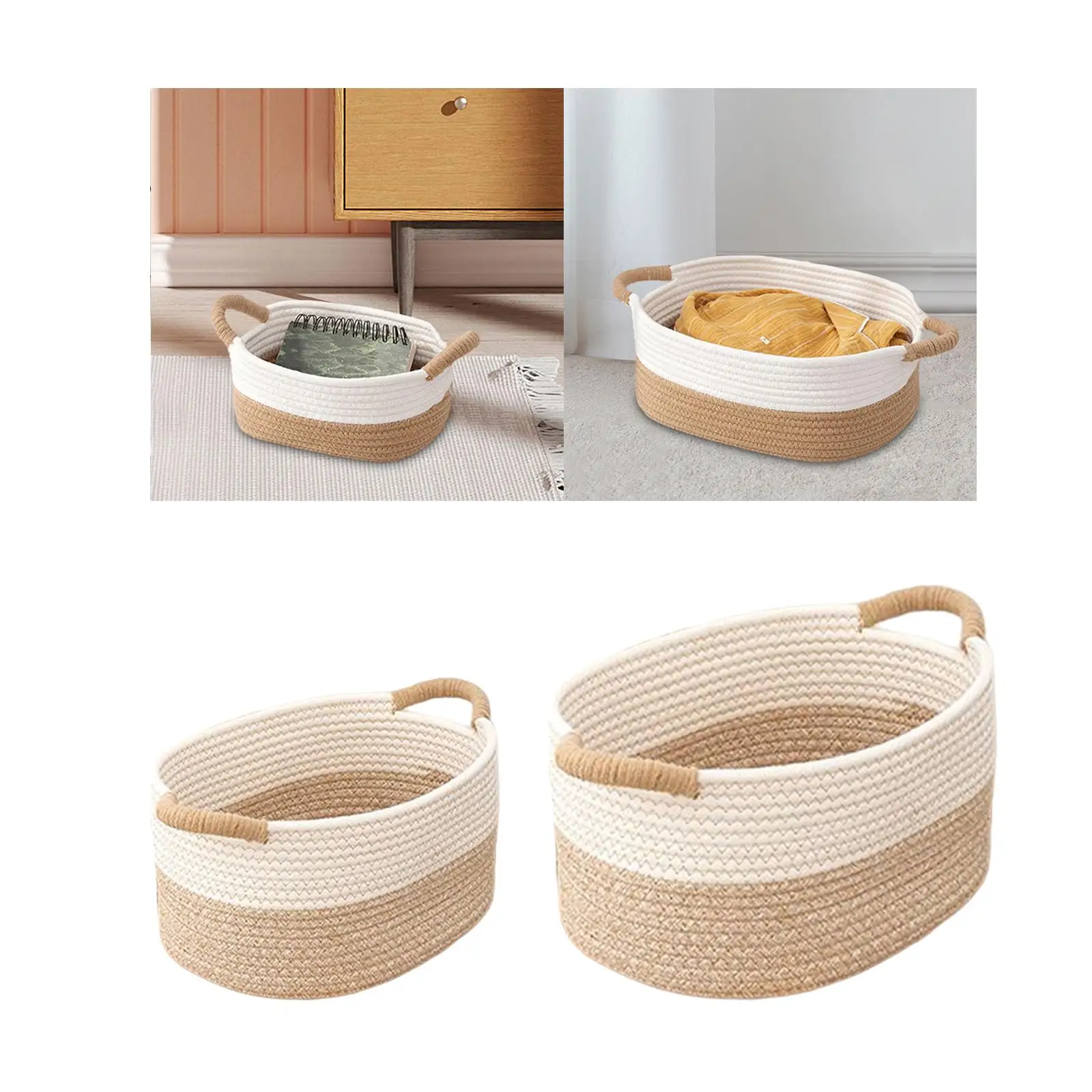 Rope Woven Baskets for Organizing Woven Rope Storage Basket Multifunctional Toy Basket for Desktop Nursery Office Bathroom Books