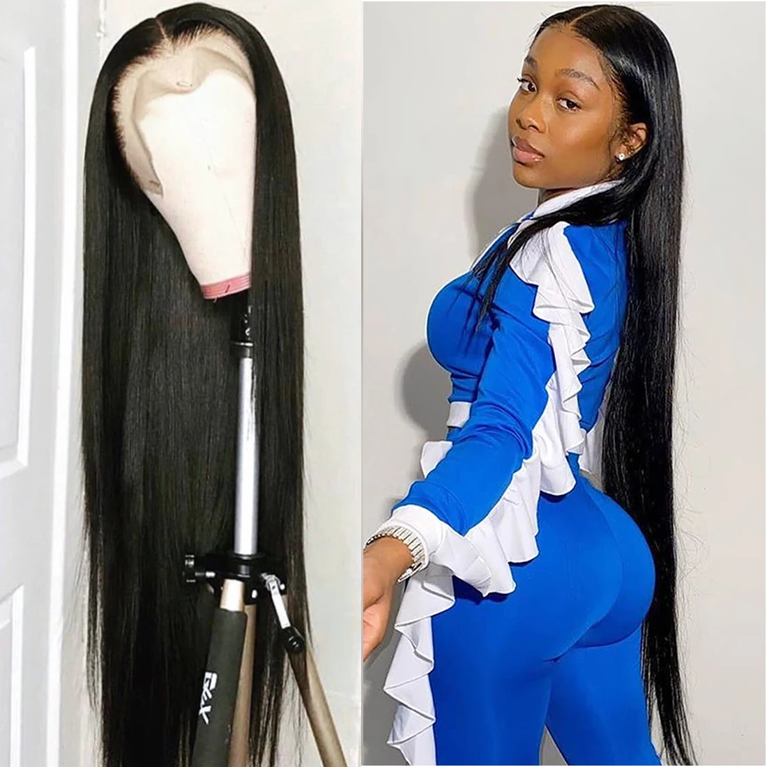 30 36 40 Inch Straight Lace Front Human Hair Wigs 200% Bone Straight 13x6 HD Lace Frontal Wig 100% Raw Human Hair Wigs Long Hair