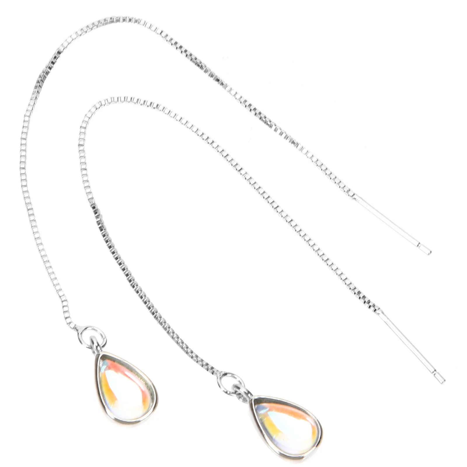 

Moonstone Ear Line Dangle Earrings for Women Pull Through Teardrop Thread Jewelry Miss
