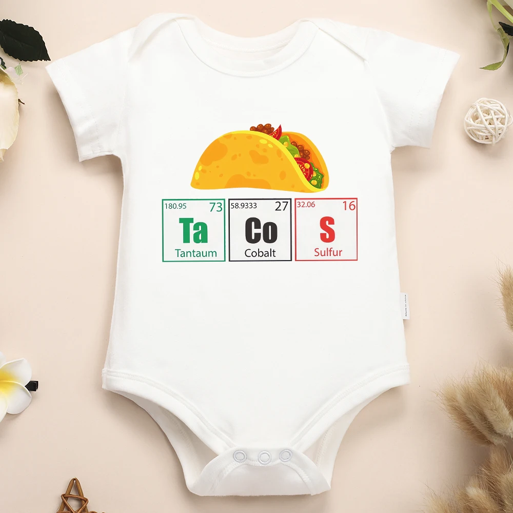 Tacos Pattern Baby Boys and Girls Cotton Clothes Onesies American Style Harajuku Street Casual Toddler Bodysuit Soft Comfortable