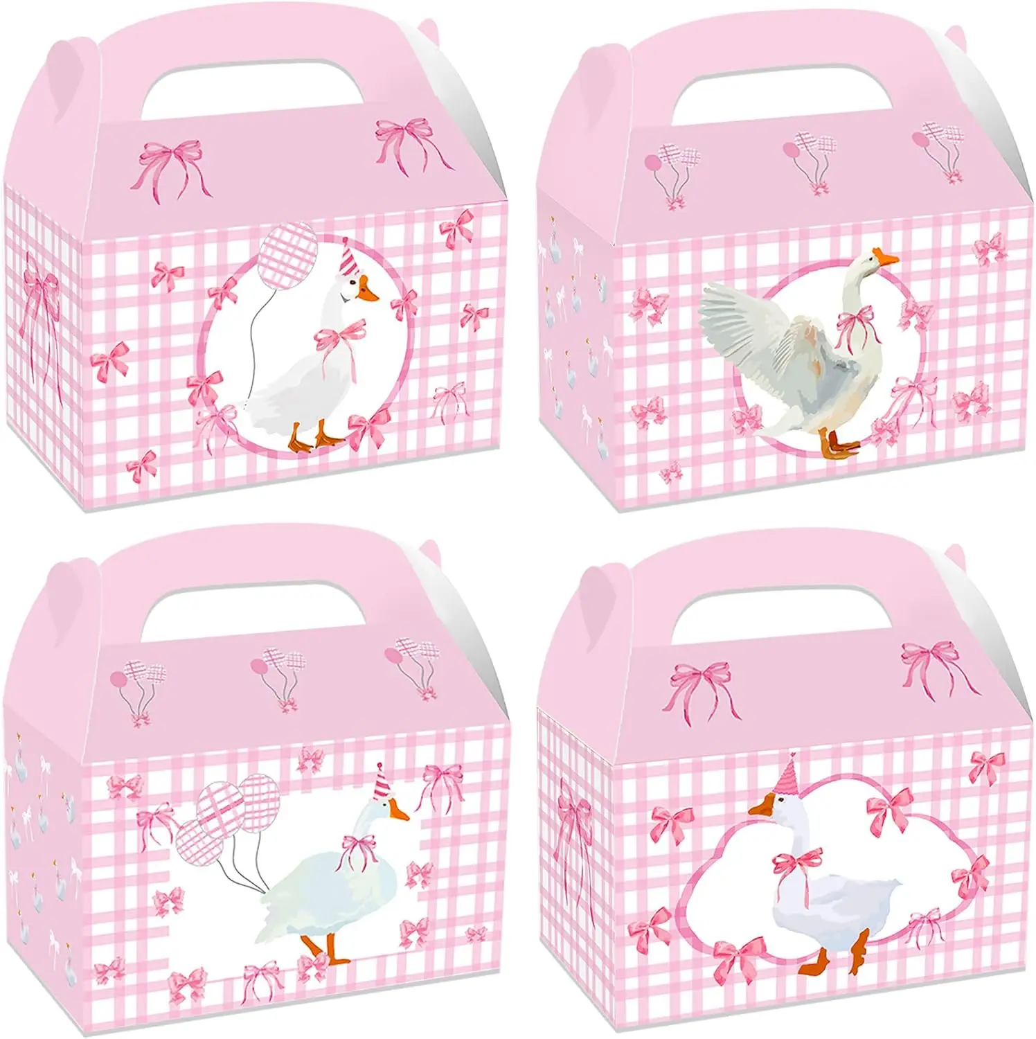 

12 PCS Pink One Silly Goose Party Favors Supplies Pink Party Bags Boxes Treat Boxes Gift Cookies Snacks Bags for One Silly Goose