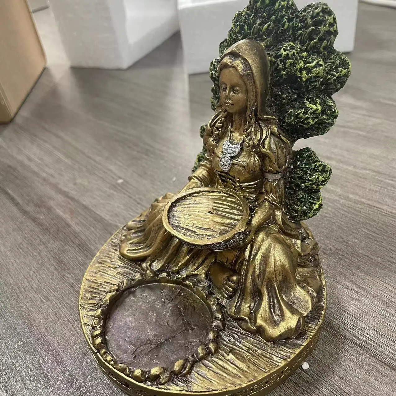 Nordic Mythology Celtic Goddess Statue Resin Tea Candle Incense Candlestick Furniture Desktop Decor Crafts Figurine Collectibles
