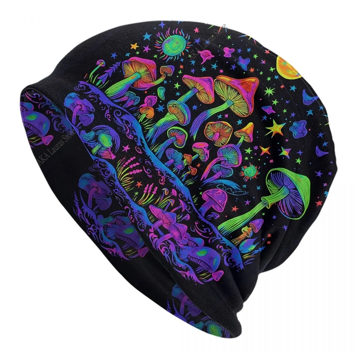 Colorful Picture Mushroom Men Women Beanies Windproof Ski Cap Double Layer Fabric Bonnet Hat