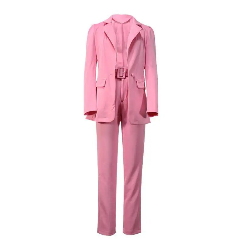 Winter New Long Sleeved Suit Jacket Trousers Women\'s Suit Solid Color Fashion Slim Fit Trousers Female Suit Office 2 Piece Set