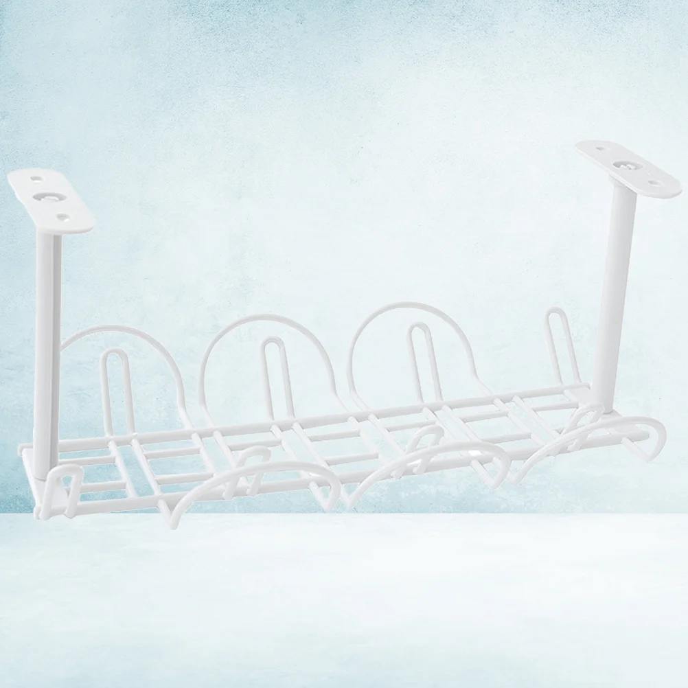 

2Pcs Desk Storage Holder Hanging Basket Grey Office Desk Organiser Shelf No Punching Cable Pen Phone Holder