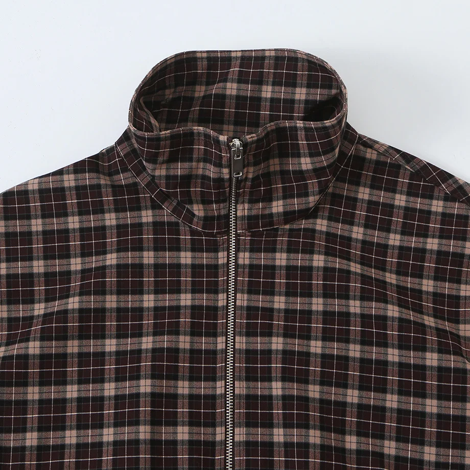 JNLEAOG Comfortable Casual Plaid Outerwear Women's Fashion Autumn New Style All-Match Zipper Closure Standard Fit Polyester