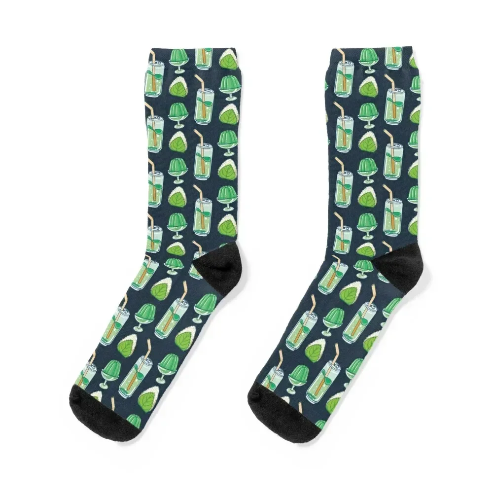 Assorted Green Tea Desserts - Green Soda, Jello and Onigiri Socks gym sport Socks Men Women's