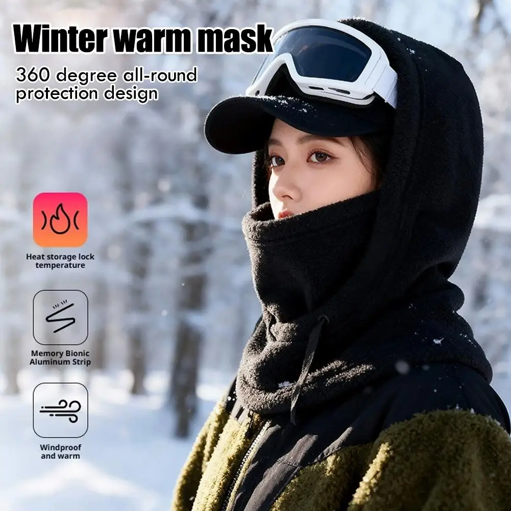 

Зимняя теплая шапка с маской и утеплителем для шеи, ветрозащитная Балаклава 3-в-1 для мужчин и женщин, защита от холодной погоды U3F6