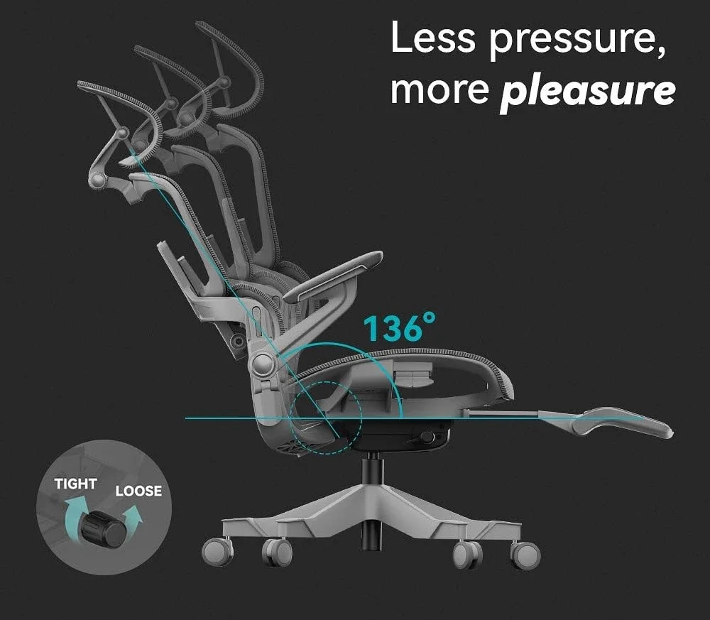 A Pro V2 High Back Ergonomic Office Chair with Built-in Leg Rest Foldable Design Flip Up Arms Suitable as Home Office Chair
