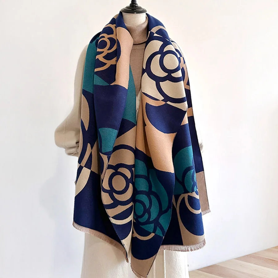 

Fashion Colorful Printing Women's Scarf Long Style Shawl Big Size Warm Ladies Imitation Cashmere Scarves Pashmina Autumn Winter